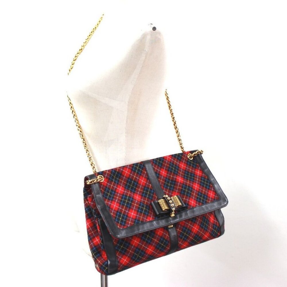 CHRISTIAN LOUBOUTIN Sweet Charity Checkered Shoulder Bag Red - Picture 4 of 14
